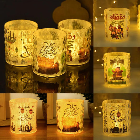 Eid Mubarak Led Candle Lantern Ramadan Kareem Decoration for Home 2025 Islamic Muslim Festival Party Favors Eid Al-Fitr Gift