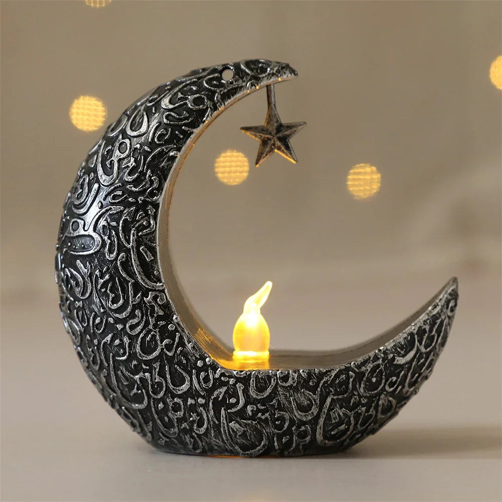 Starry Moon Candlestick Ramadan Festival Decora Home Decor Moon Led Candle Lamp Eid Mubarak Party Islamic Muslim Decors Supplies