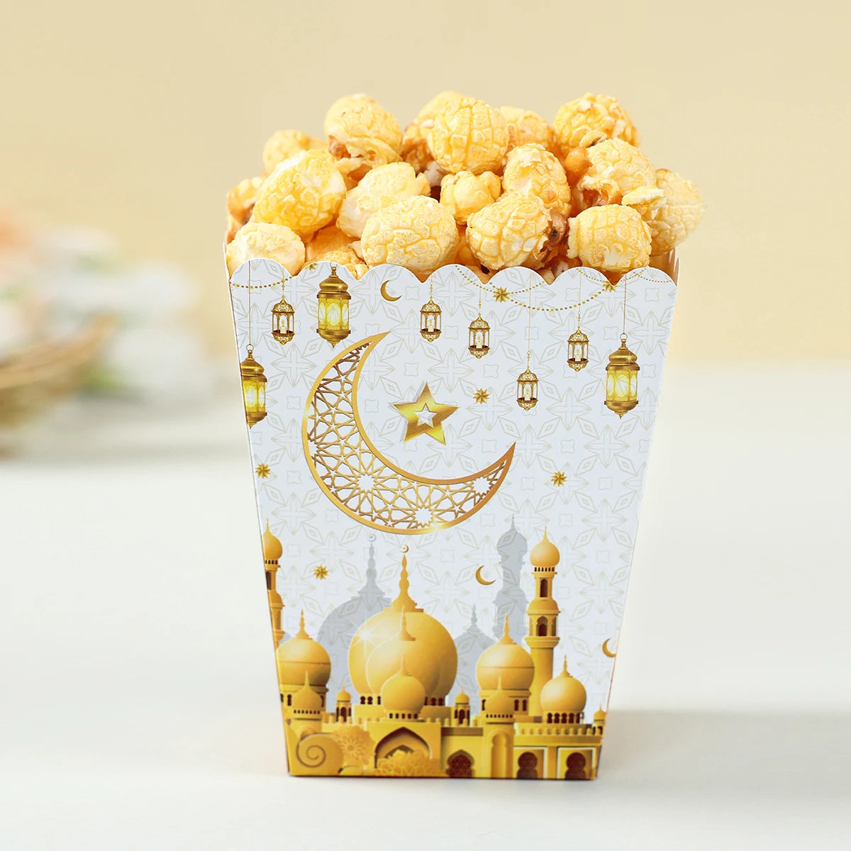 EID Popcorn Box Candy Bag Biscuit Gift Box Ramadan Decorations For Home 2025 EID Mubarak Islamic Muslim Party Decor Eid al-Fitr