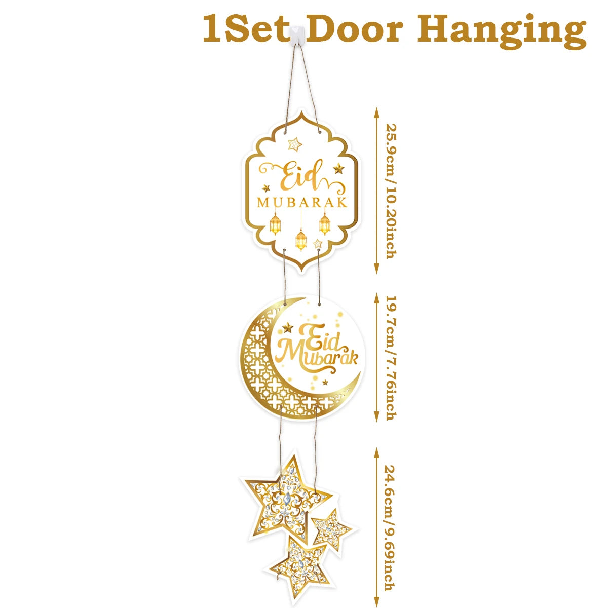 Eid Mubarak Moon Star Door Hanging Ramadan Kareem Decorations For Home 2025 Islamic Muslim Party Supplies Chandelier Wall Banner