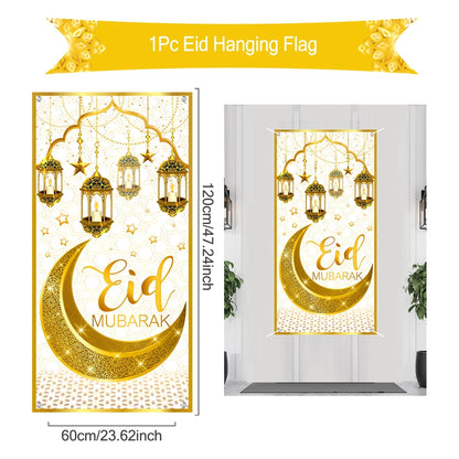 Ramadan Kareem Hanging Flag Ramadan Decoration For Home 2025 EID Mubarak Muslim Islamic Festival Party Supplies Eid Al-fitr Gift