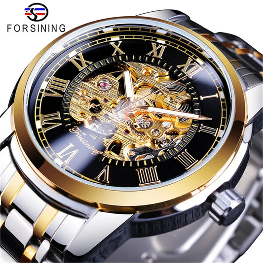 Forsining 349 Luxury Hot Sale skeleton hollow fashion mechanical hand wind men male business Wrist Watch Relogio wholesale