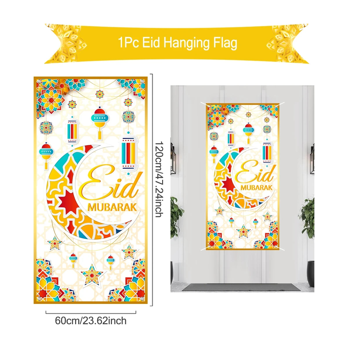 Ramadan Kareem Hanging Flag Ramadan Decoration For Home 2025 EID Mubarak Muslim Islamic Festival Party Supplies Eid Al-fitr Gift