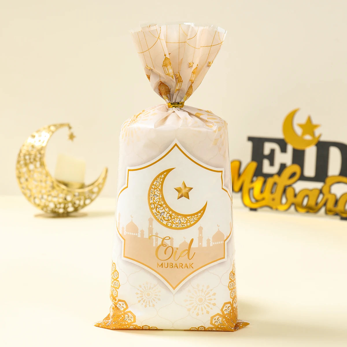 25/50/100Pcs Ramadan Kareem Candy Gift Packing Bags 2025 Eid Mubarak Ramadan Decoration Islamic Muslim Party Supplies Treat Bags