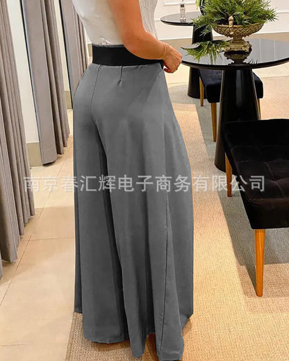 Kids for Women 2023 Latest Autumn Winter European American Solid Color Folding Wide Leg Pants&temperament Commuter Loose Pants