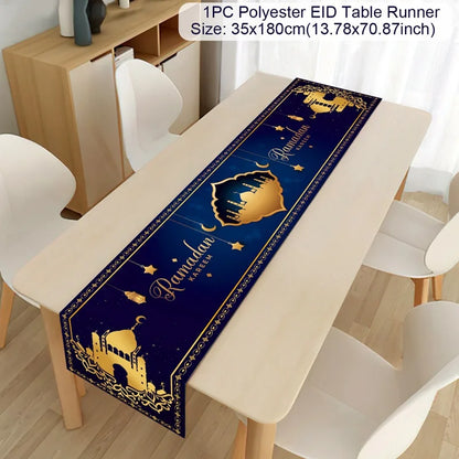 Ramadan Kareem Polyester Table Runner Ramadan Decoration For Home 2025 Islamic Muslim Party Supplies Ramadan Gift EID Al  Adha