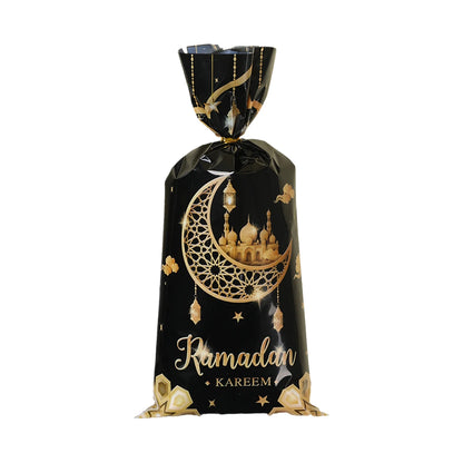 25/50/100pcs Eid Mubarak Gift Packing Bags Plastic Cookie Candy Bags  Kareem Ramadan Decor 2025 Islamic Muslim Party Supplies