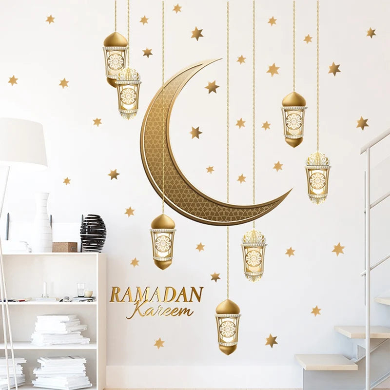 Eid Window Stickers Ramadan Decoration Eid Mubarak Decor for Home 2025 Ramadan Kareem Islam Muslim Party Supplies Eid Al-fitr