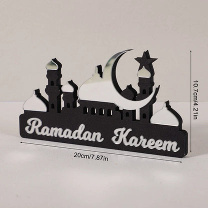 2025 Ramadan Table Ornament Wooden Acrylic Eid Mubarak Moon Star Castle DIY Home Table Decoration Islamic Muslim Party Gifts