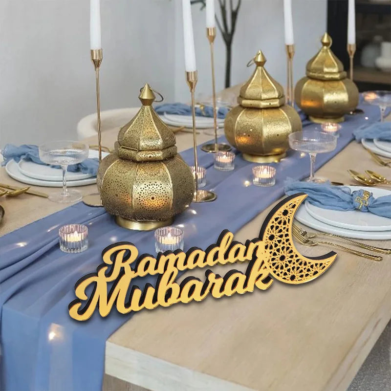 Ramadan Mubarak Acrylic Ornament 2025 Eid Mubarak Ramadan Kareem Decoration for Home Islamic Muslim Party Decor Eid Al Adha Gift