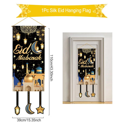 Ramadan Kareem Hanging Flag Ramadan Decoration For Home 2025 EID Mubarak Muslim Islamic Festival Party Supplies Eid Al-fitr Gift