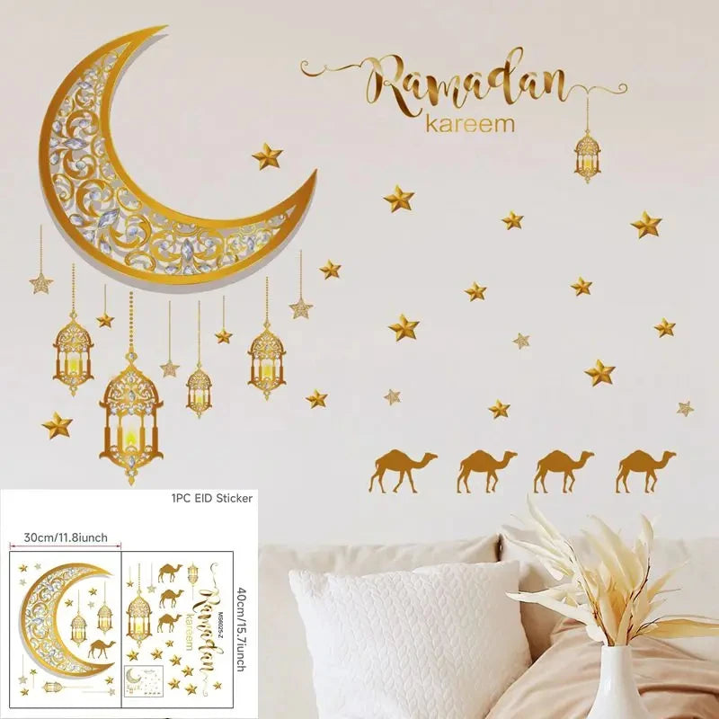 Eid Window Stickers Ramadan Decoration Eid Mubarak Decor for Home 2025 Ramadan Kareem Islam Muslim Party Supplies Eid Al-fitr