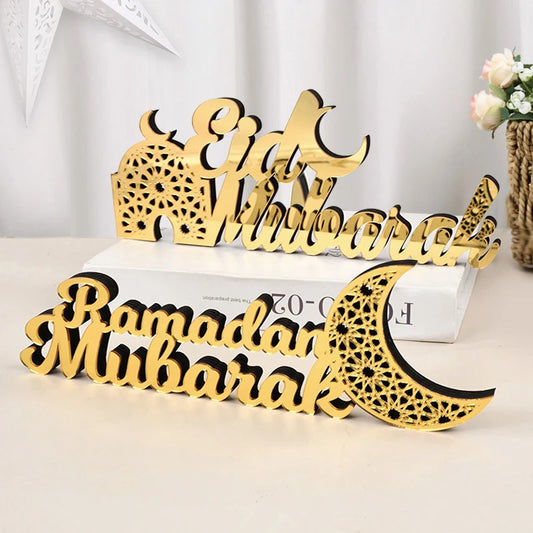 Ramadan Mubarak Acrylic Ornament 2025 Eid Mubarak Ramadan Kareem Decoration for Home Islamic Muslim Party Decor Eid Al Adha Gift