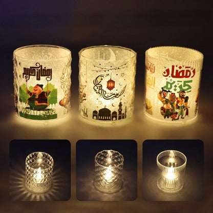 Ramadan Kareem Led Candle Lantern Eid Mubarak Decoration for Home 2025 Islamic Muslim Festival Party Eid Al Adha Ornaments