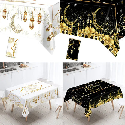 Eid Mubarak Table Runner Ramadan Tablecloths Ramadan Kareem Decoration for Home 2025 Islamic Muslim Party Eid Al Adha Gifts