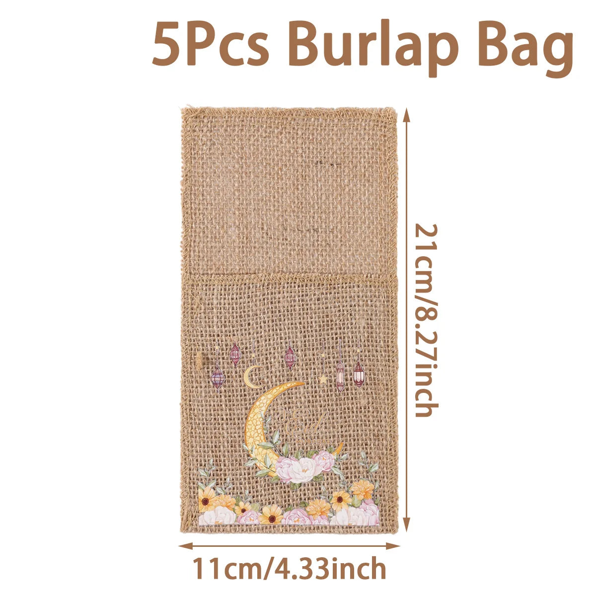 Eid Mubarak Moon Star Knife Fork Bag Ramadan Kareem Decorations For Home 2025 Islamic Muslim Party Supplies Burlap Tableware Bag