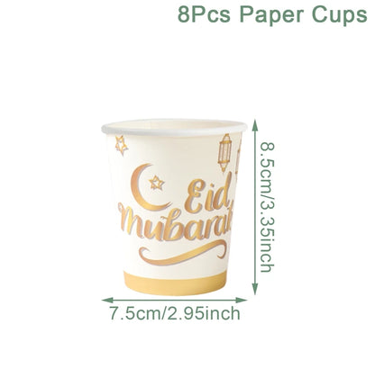 Eid Mubarak Tableware Set Ramadan Decoration 2025 For Home Ramadan Kareem Eid Al Adha Gifts Islamic Muslim Party Decoration