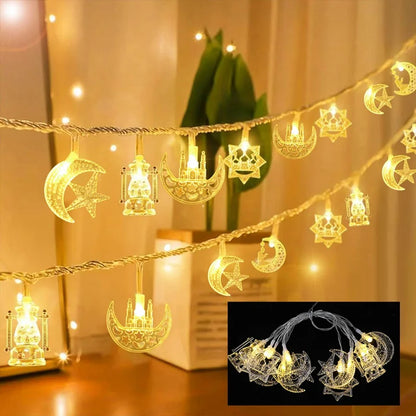 Moon Star Eid Mubarak String Light 2025 Ramadan Decoration For Home Ramadan Kareem Islam Muslim Party Decor Eid Al Adha Gifts