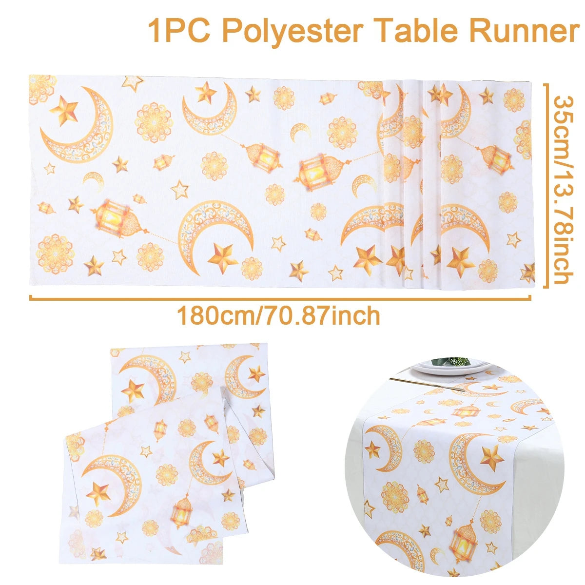 Ramadan Kareem Polyester Table Runner Ramadan Decoration For Home 2025 Islamic Muslim Party Supplies Ramadan Gift EID Al  Adha