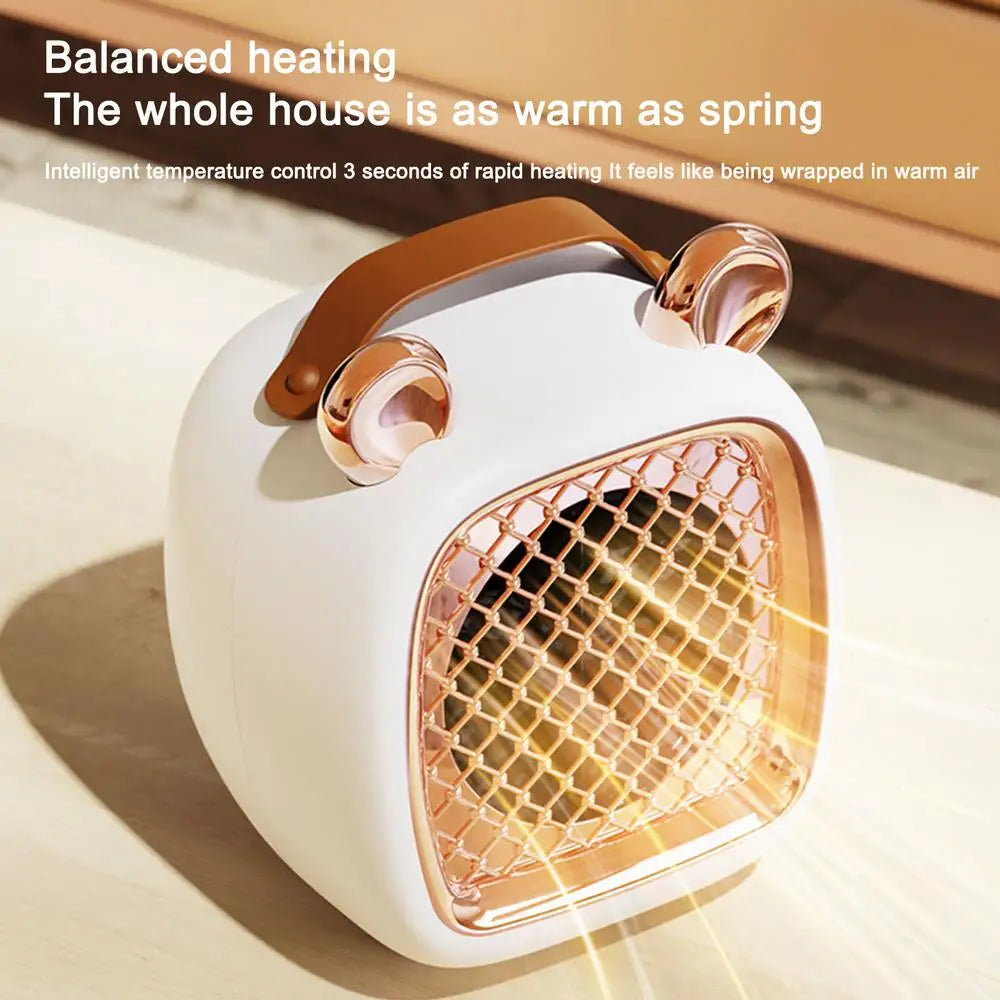 Portable Electric Heater Creative 500W Mini Desk Space Heating Fan Multifunctional Quiet Electric Heating Stove Home Appliances