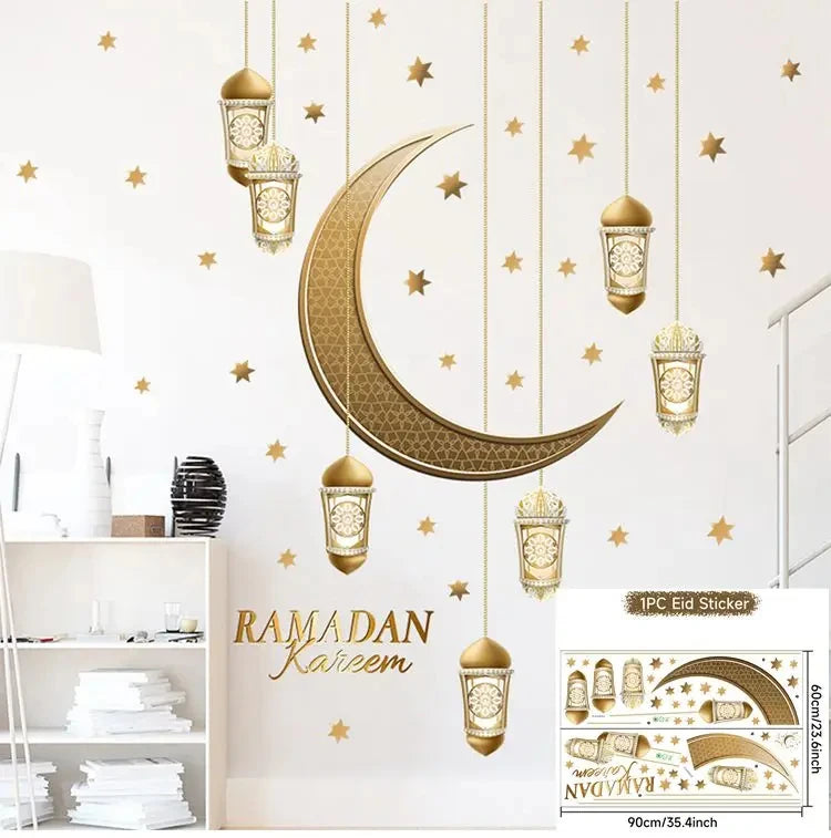 Eid Window Stickers Ramadan Decoration Eid Mubarak Decor for Home 2025 Ramadan Kareem Islam Muslim Party Supplies Eid Al-fitr