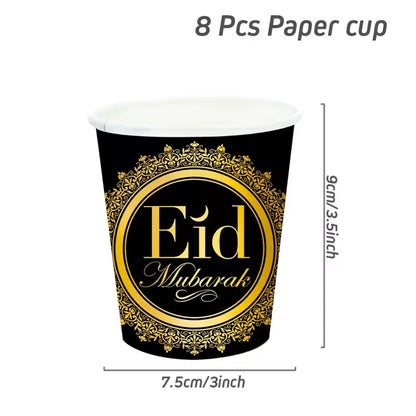 Eid Mubarak Tableware Set Ramadan Decoration 2025 For Home Ramadan Kareem Eid Al Adha Gifts Islamic Muslim Party Decoration