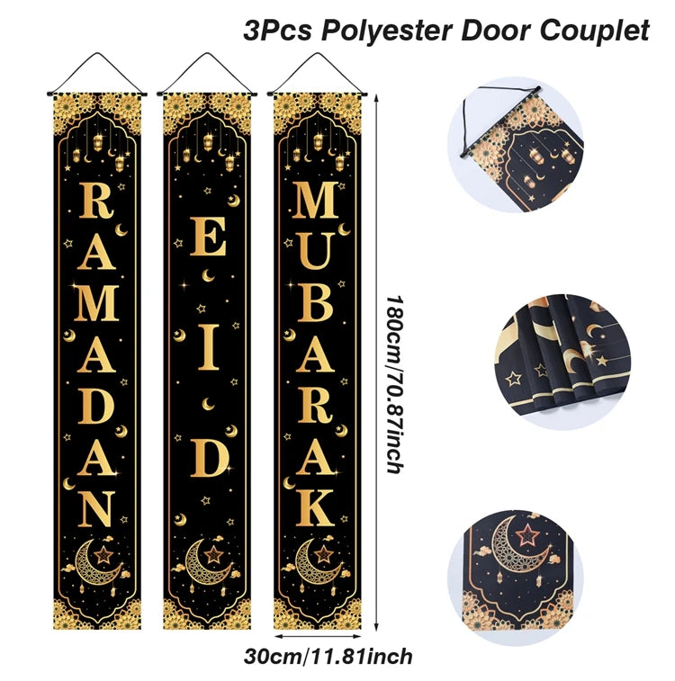 Eid Mubarak Door Banner Ramadan Decoration 2025 for Home Mubarak Ramadan Kareem Islamic Muslim Party Decor  Eid Al Adha Gifts