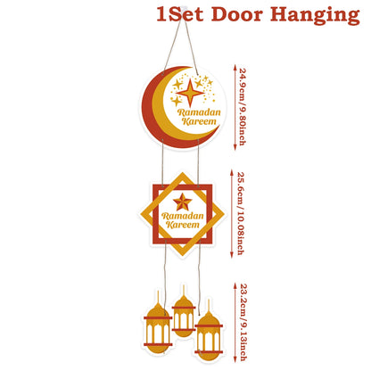 Eid Mubarak Moon Star Door Hanging Ramadan Kareem Decorations For Home 2025 Islamic Muslim Party Supplies Chandelier Wall Banner