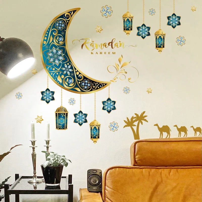 Eid Mubarak Wall Stickers Kareem Ramadan Decoration 2025 For Home Islamic Muslim Party Decor Mubarak Ramadan Window Sticker Gift