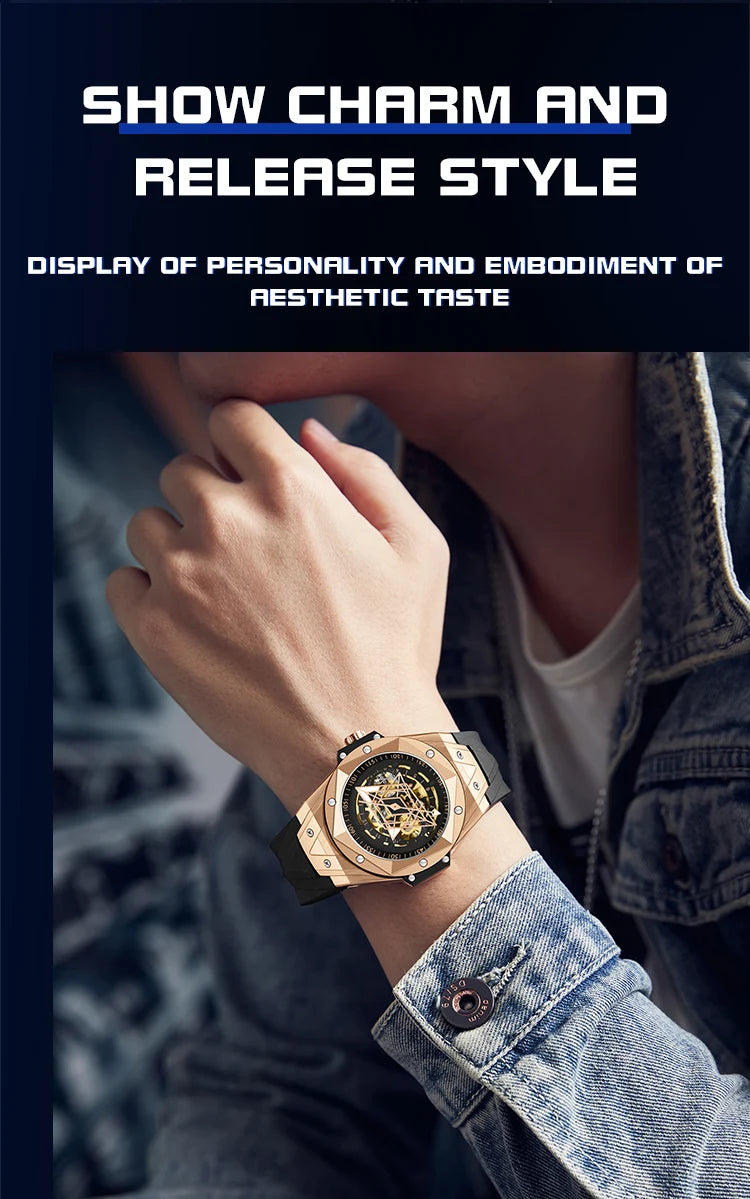 SANDA Luxury Tourbillon Men's Mechanical Watch Fashion Skeleton Automatic Clock Waterproof Sports Men's Watch Reloj Hombre