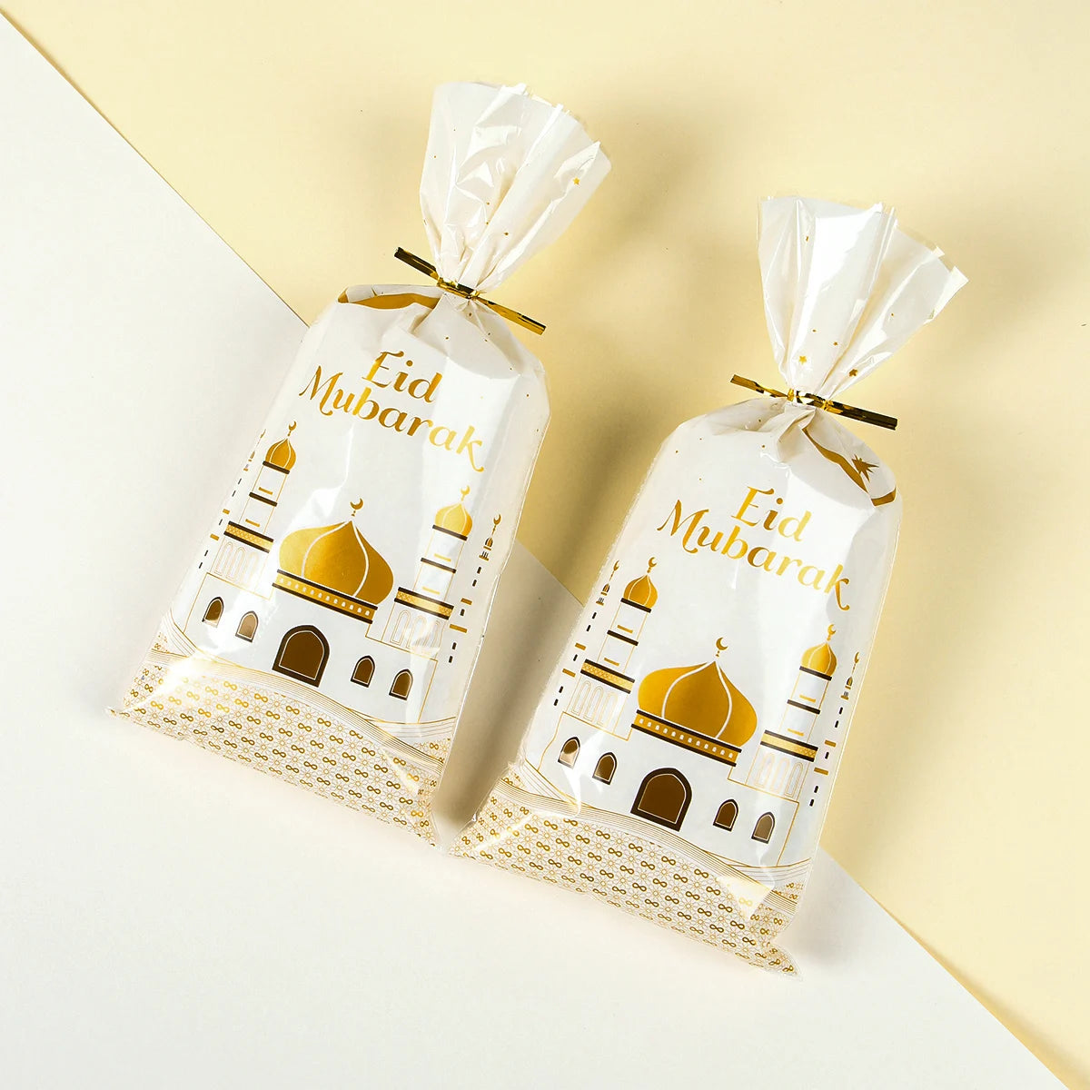 25/50/100pcs Eid Mubarak Gift Packing Bags Plastic Cookie Candy Bags  Kareem Ramadan Decor 2025 Islamic Muslim Party Supplies