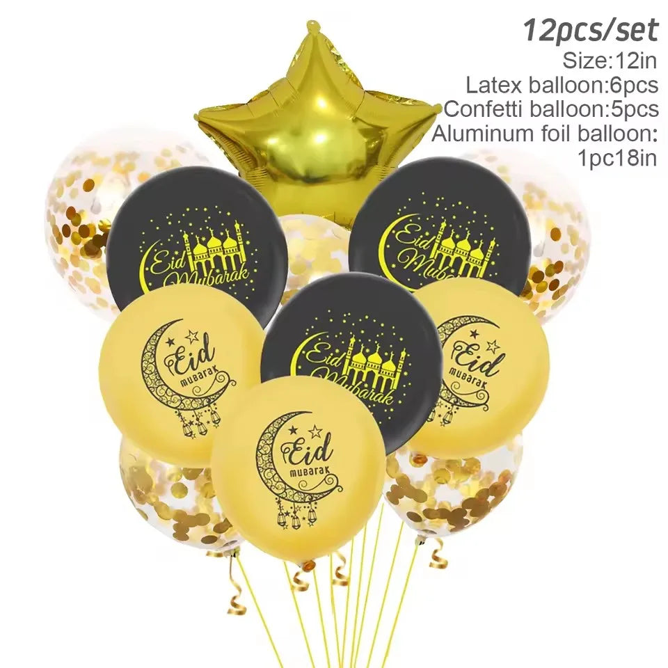 Eid Mubarak Banner Balloon Ramadan Decoration 2025 for Home Ramadan Kareem Banner Islamic Muslim Party Decor Eid Al Adha Gifts