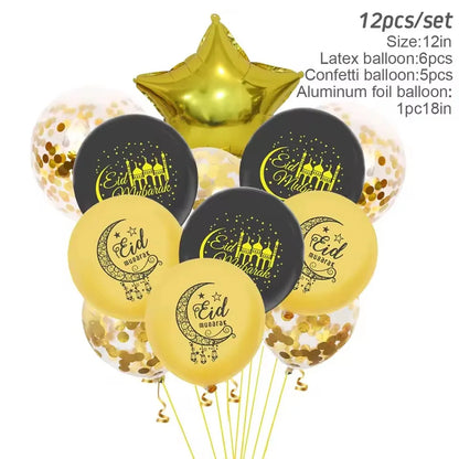 Eid Mubarak Banner Balloon Ramadan Decoration 2025 for Home Ramadan Kareem Banner Islamic Muslim Party Decor Eid Al Adha Gifts