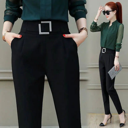 High Quality for Ladys Spring Summer Woman Pants Cotton Black High Waist Joggers Women Suit Harem Pants Soft All-match Trousers