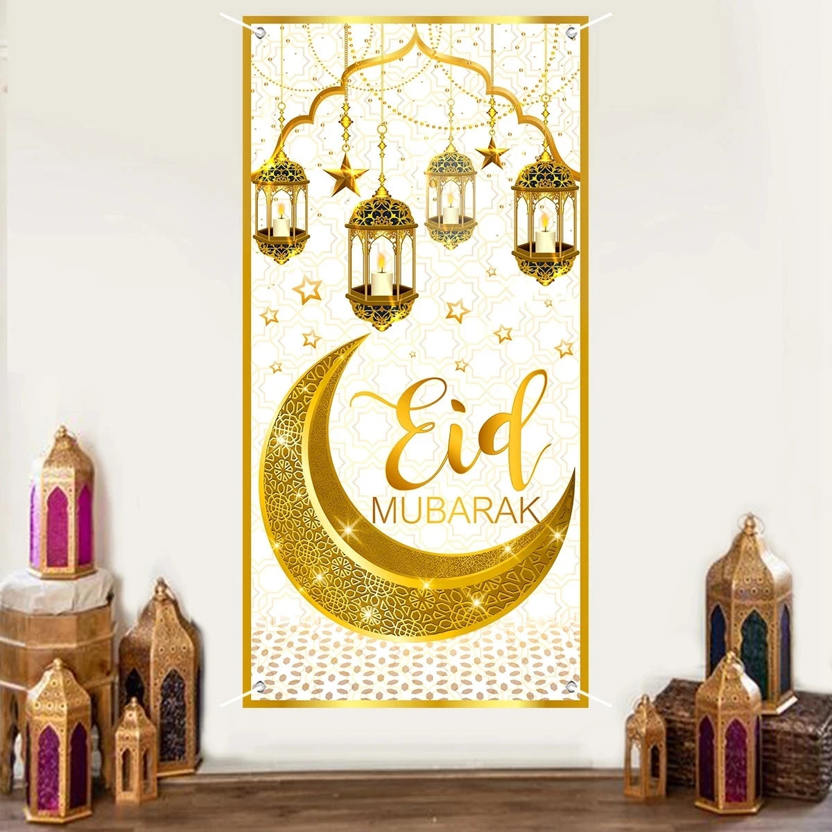 Ramadan Kareem Hanging Flag Ramadan Decoration For Home 2025 EID Mubarak Muslim Islamic Festival Party Supplies Eid Al-fitr Gift