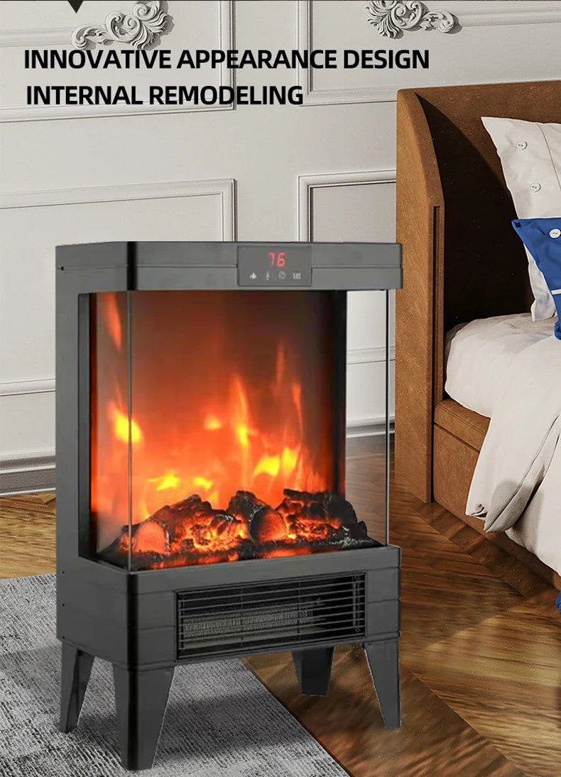 Household 3D Flame Electric Heater Fireplace Indoor Smokeless Electric Heating Fan Calentador Electrico Pared