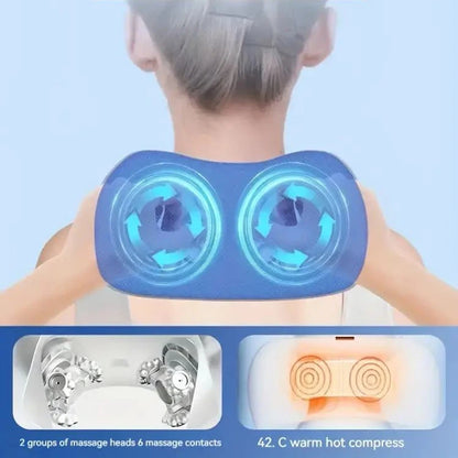 Electric Neck Massage Pillow U-shaped and Fits the Neck Adjustable Heating to Massage and Relax Durable Memory Cotton