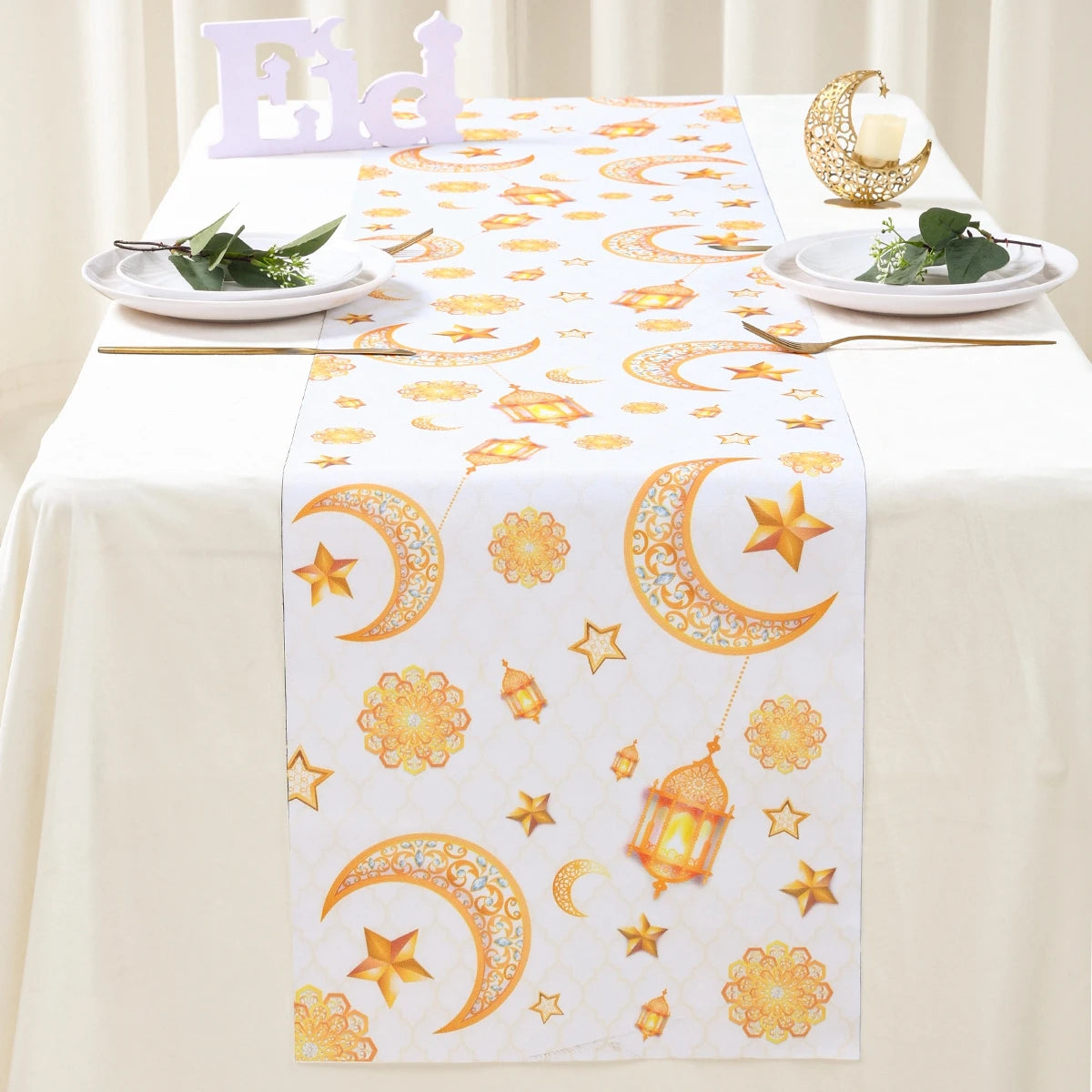 Ramadan Kareem Polyester Table Runner Ramadan Decoration For Home 2025 Islamic Muslim Party Supplies Ramadan Gift EID Al  Adha