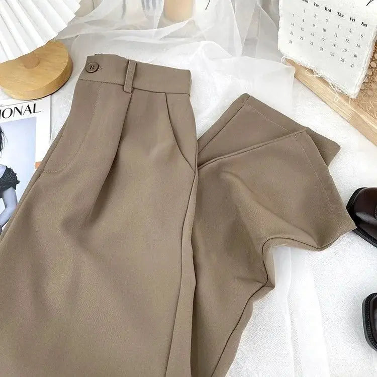 Fall Spring Black Suit Haren Pants Women Fashion Elastic High Waist Casual Trousers Woman Korean Style Solid Office Pant 2023