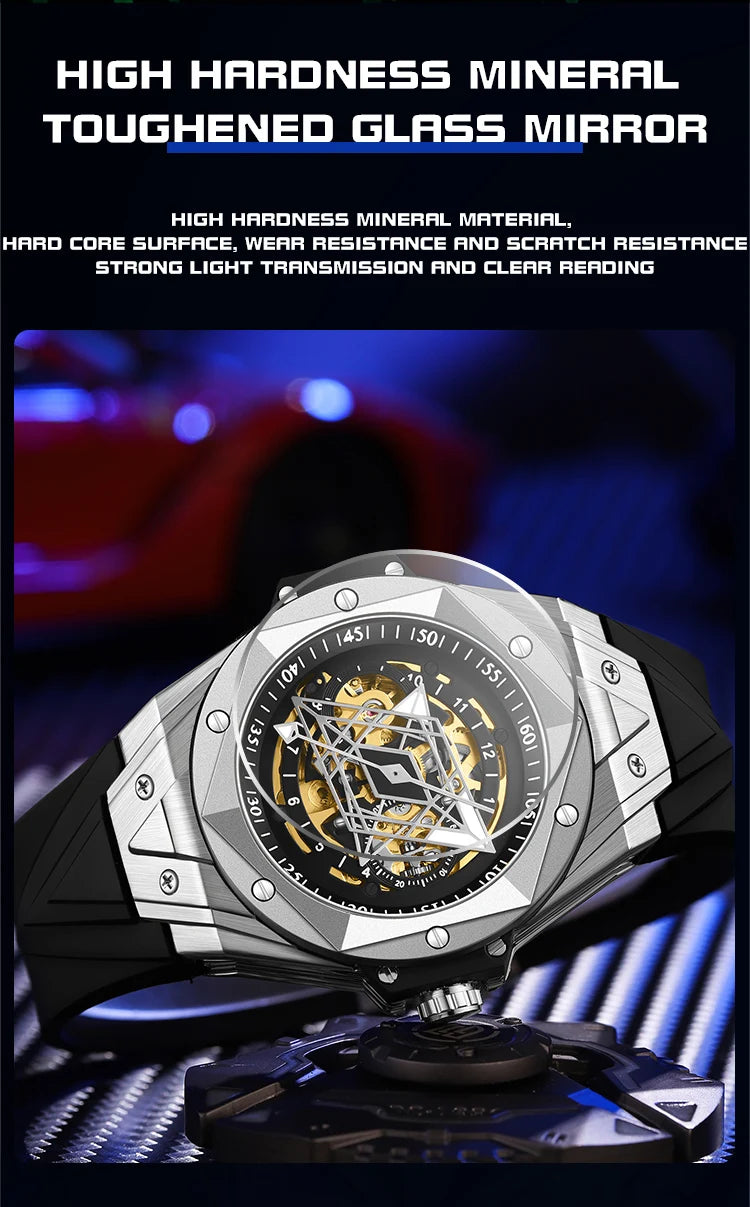 SANDA Luxury Tourbillon Men's Mechanical Watch Fashion Skeleton Automatic Clock Waterproof Sports Men's Watch Reloj Hombre