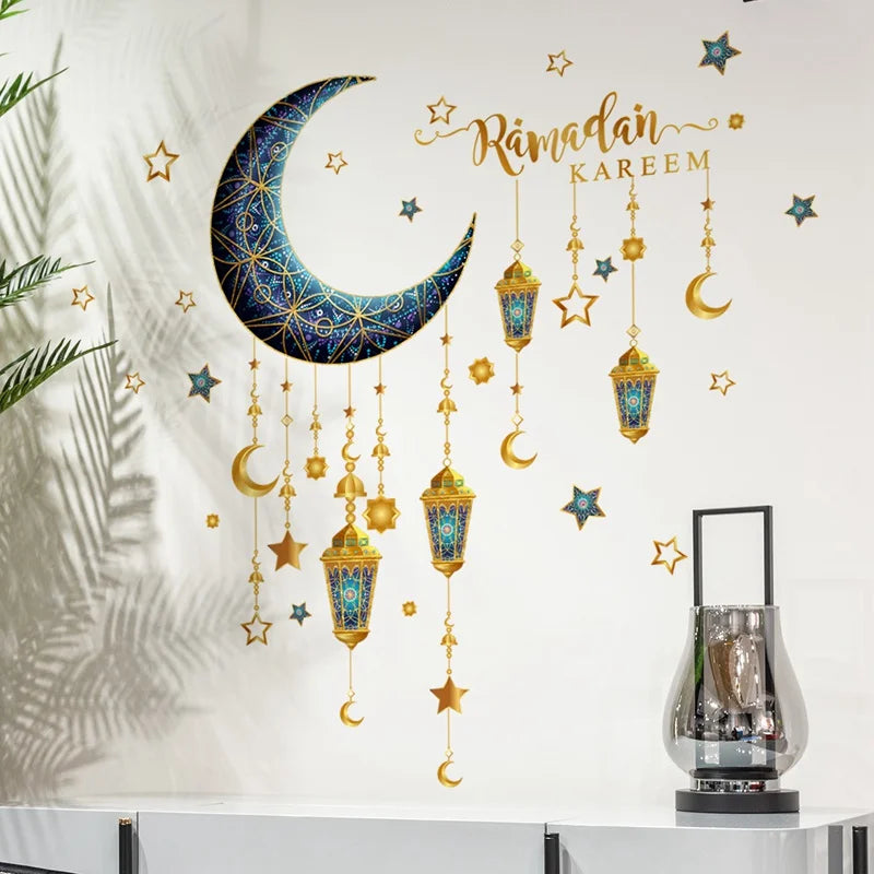 Eid Mubarak Wall Stickers Kareem Ramadan Decoration 2025 For Home Islamic Muslim Party Decor Mubarak Ramadan Window Sticker Gift