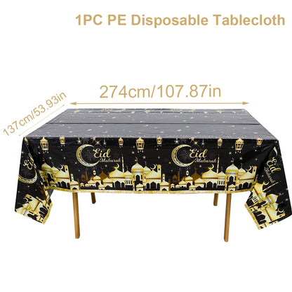 Eid Mubarak Table Runner Ramadan Tablecloths Ramadan Kareem Decoration for Home 2025 Islamic Muslim Party Eid Al Adha Gifts