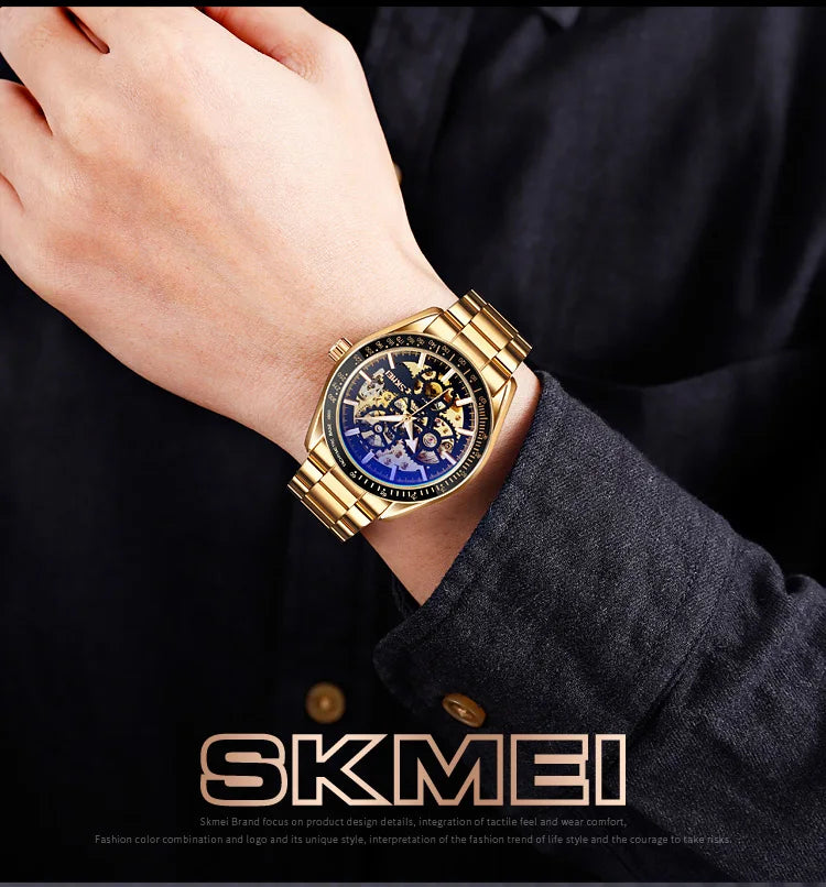 SKMEI Men Luminous Point Colorful Watch Hour Fashion montre homme Automatic Watches Mens Hollow Mechanical Wristwatches 9194