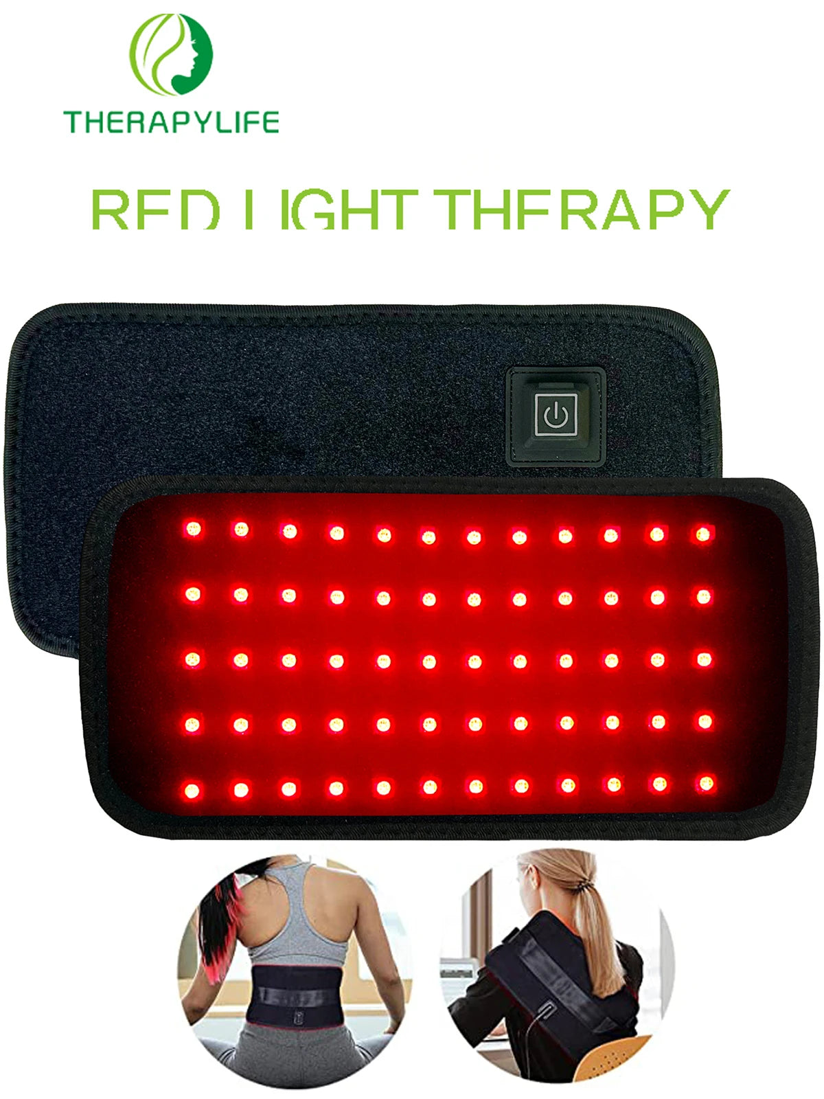 LED Red Light Therapy Belt for Pain Relief 660nm 850nm Red Infrared Light Pad for Waist,Back,Abdomen,Knees,Wrists Joints Muscle