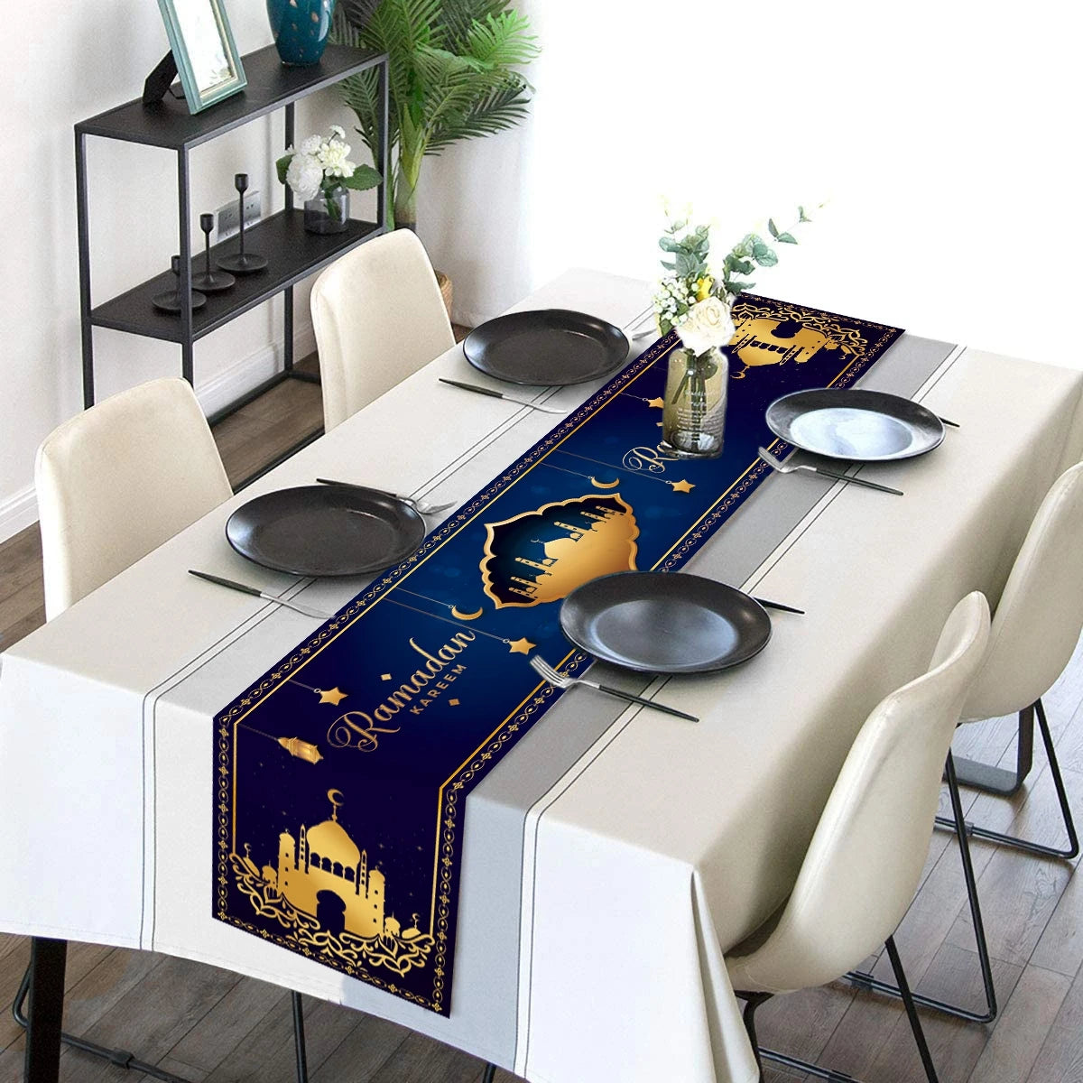 Ramadan Kareem Polyester Table Runner Ramadan Decoration For Home 2025 Islamic Muslim Party Supplies Ramadan Gift EID Al  Adha