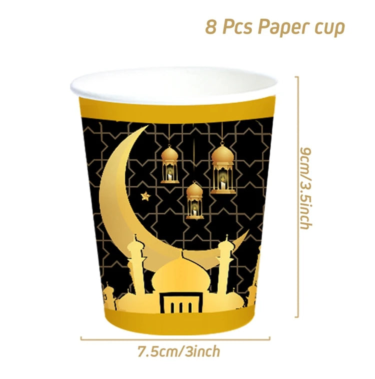 Eid Mubarak Tableware Set Ramadan Decoration 2025 For Home Ramadan Kareem Eid Al Adha Gifts Islamic Muslim Party Decoration