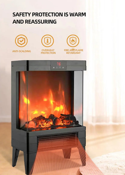 Household 3D Flame Electric Heater Fireplace Indoor Smokeless Electric Heating Fan Calentador Electrico Pared