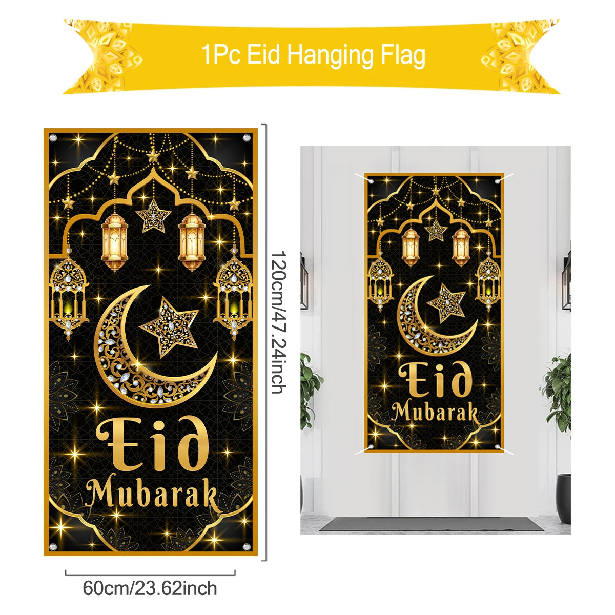 Ramadan Kareem Hanging Flag Ramadan Decoration For Home 2025 EID Mubarak Muslim Islamic Festival Party Supplies Eid Al-fitr Gift