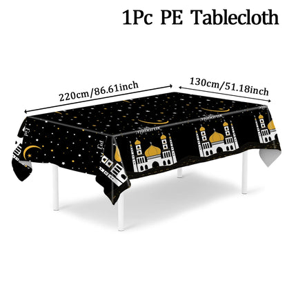 Eid Mubarak Table Runner Ramadan Tablecloths Ramadan Kareem Decoration for Home 2025 Islamic Muslim Party Eid Al Adha Gifts