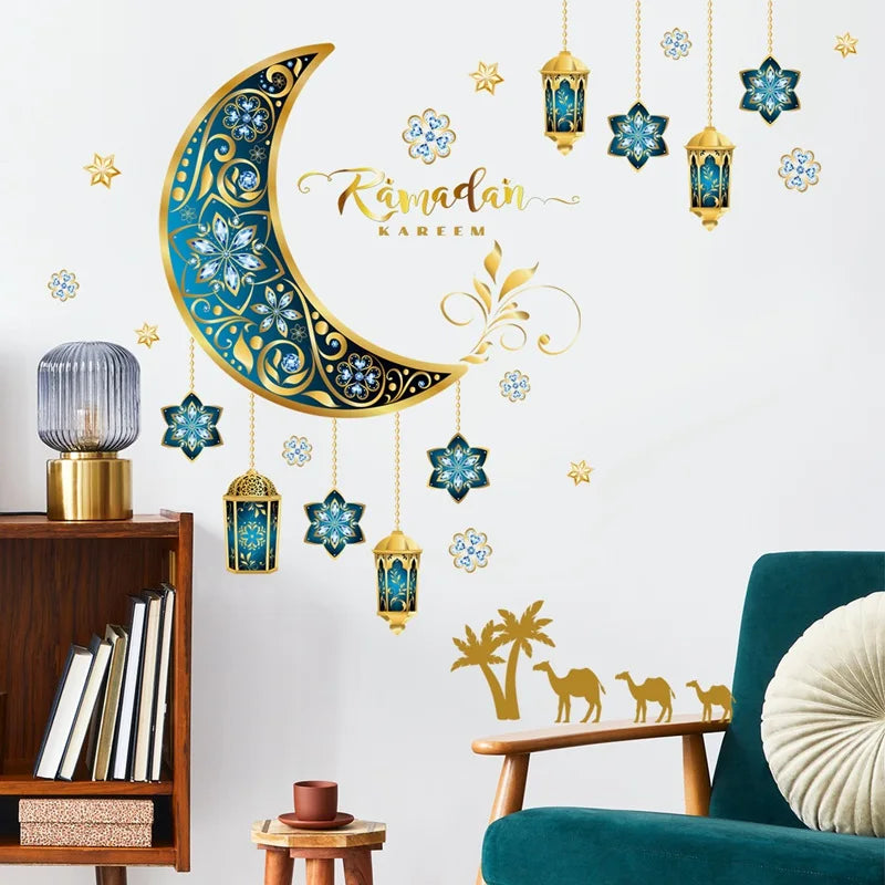 Eid Mubarak Wall Stickers Kareem Ramadan Decoration 2025 For Home Islamic Muslim Party Decor Mubarak Ramadan Window Sticker Gift